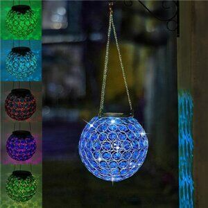 Solar Lantern Hanging Outdoor Christmas Decorative, Dual LEDs Color Changing